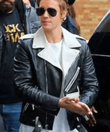 Justin Bieber Black & White Leather Jacket