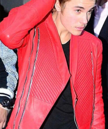 Justin Bieber Red Quilted Leather Jacket