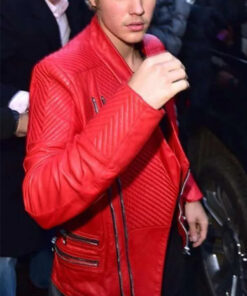 Justin Bieber Red Biker Leather Jacket