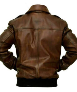 Men A2 Aviator Flight Bomber Chocolate Brown Genuine Leather Jacket Coats Genuine Leather Real Leather Sheep