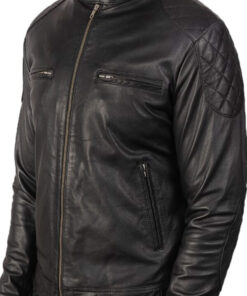 Gatsby Black Leather Biker Jacket