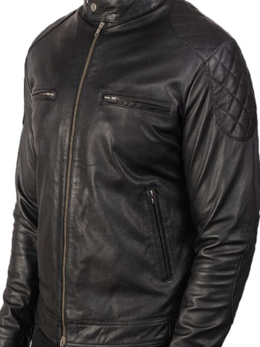 Gatsby Black Leather Biker Jacket