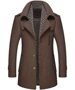 Men's Brown Thick Woolen Coat