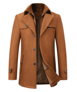 Men's Camel Wool Single-breasted Coat Jacket