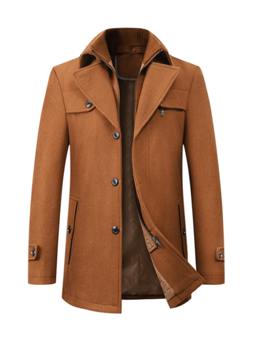 Men's Camel Wool Single-breasted Coat Jacket