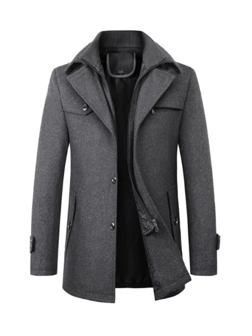 Men's Dark Grey Wool Single-breasted Coat Jacket