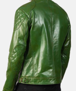 Gatsby Green Leather Biker Jacket