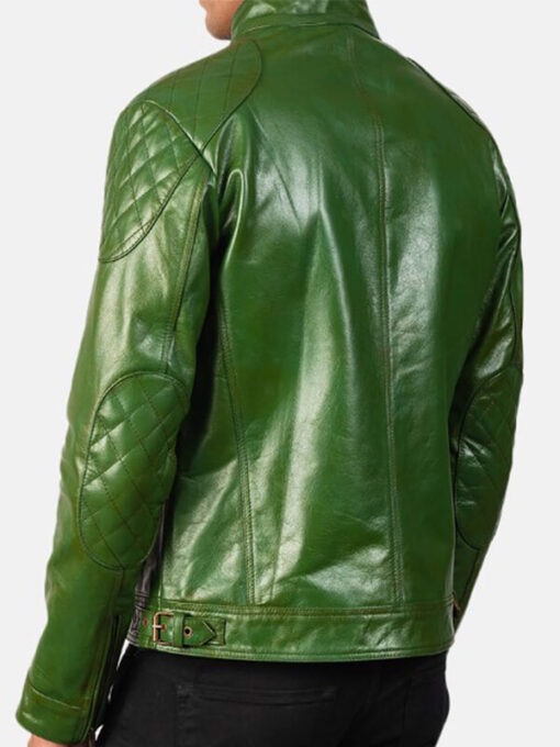 Gatsby Green Leather Biker Jacket