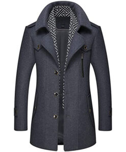 Men's Grey Thick Woolen Coat