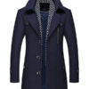 Men's Navy Blue Thick Woolen Coat