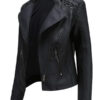 Spring Winter Female Black PU Leather Loose Turn-Down Collar Zipper Women's Wild Locomotive Jacket