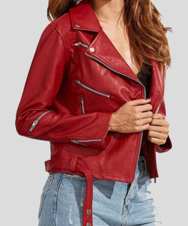 Fashion Wear Red Biker Leather Jacket for Women’s