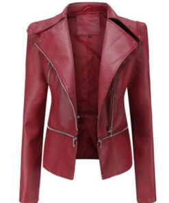 Red Wine Fashion Slim Fit Cool Sleeve Zippers Jacket