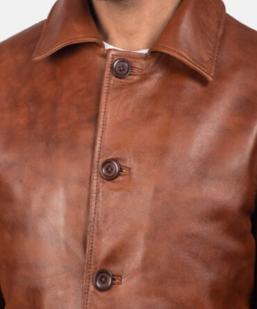 Natural Distressed Leather Jackets for Men