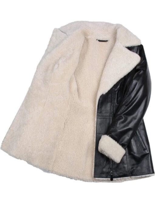 Genuine Black Leather With Faux Fur Jacket