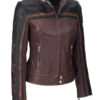 Women's Multicolor Leather Motorcycle Jacket