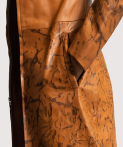 Women's Close Up Sandy Tan Dye Leather Coat