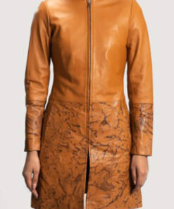 Women's Front Sandy Tan Dye Leather Coat