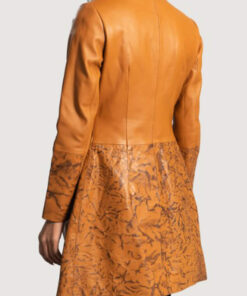 Women's Tilted Back Sandy Tan Dye Leather Coat