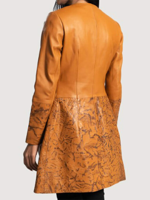 Women's Tilted Back Sandy Tan Dye Leather Coat