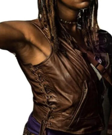 Michonne The Walking Dead Brown Leather Vest