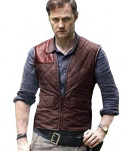 TV Series The Walking Dead David Morrissey Biker Brown Leather Vest