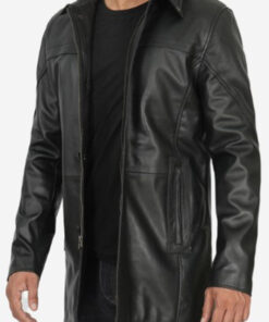 Mens Leather Black Coat