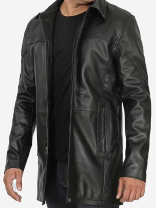 Mens Leather Black Coat