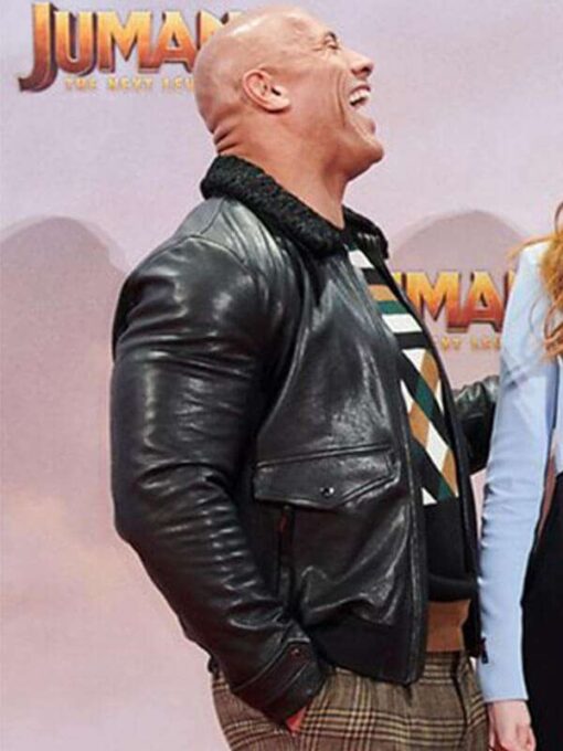 Dwayne Johnson Jumanji 3 Bravestone Black Leather Jacket