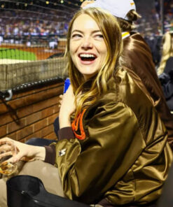 San Diego Padres Emma Stone Satin Bomber Jacket