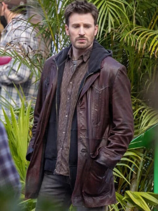 Red One Chris Evans Leather Coat