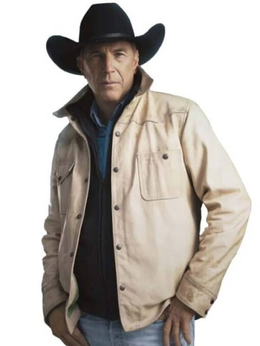 Tv Series Yellowstone Season 5 John Dutton White Leather Jacket