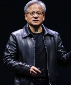 Nvidia Jensen Huang Black Leather Jacket