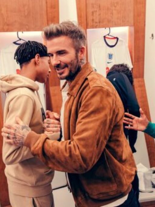 David Beckham Brown Suede Leather Jacket