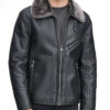 Black Lawrence Faux Shearling Collar Pilot Jacket