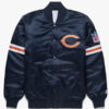 Starter Chicago Bears Satin Bomber Blue Jacket