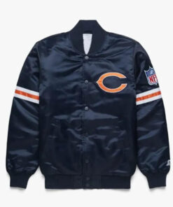 Starter Chicago Bears Satin Bomber Blue Jacket