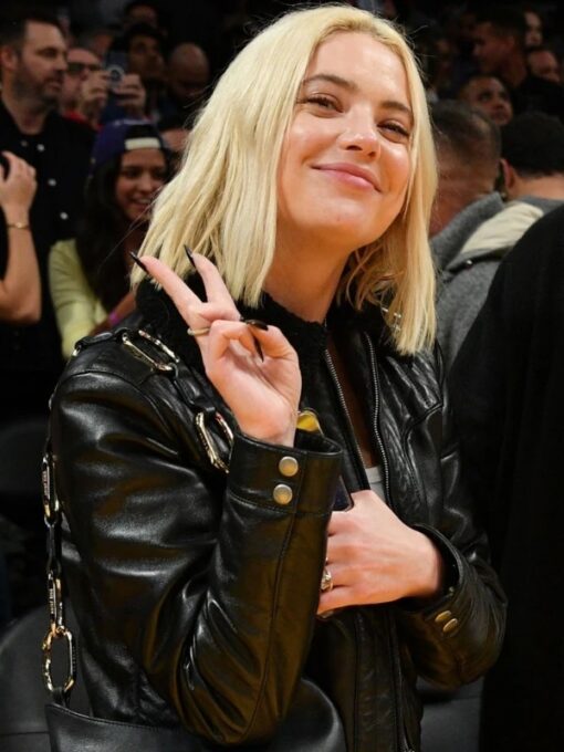 Ashley Benson NBA 2023 Black Leather Jacket