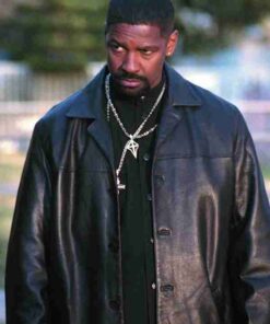 Denzel Washington Training Day Black Leather Coat