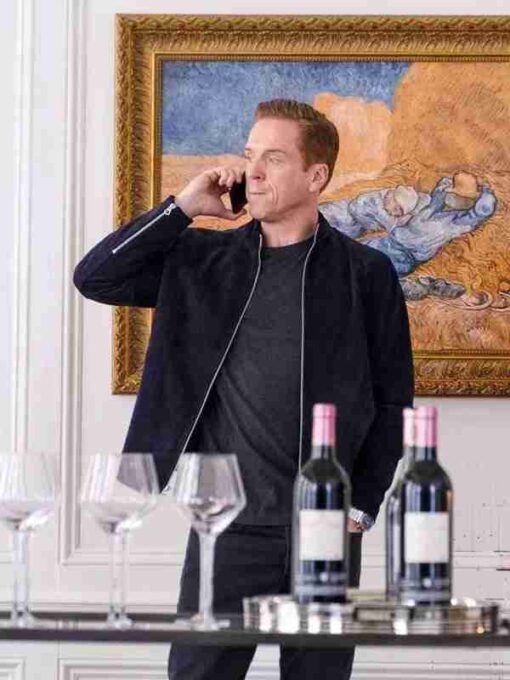 Billions Damian Lewis Blue Suede Leather Jacket