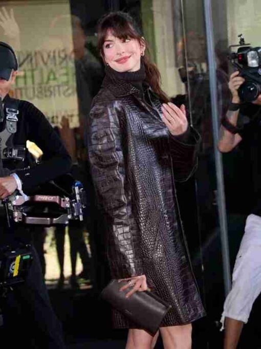 Anne Hathaway Crocodile Coat