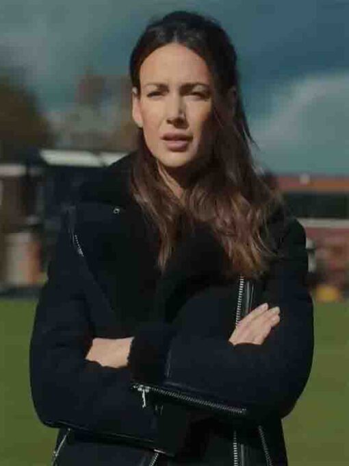 Maya Stern TV Series Fool Me Once Michelle Keegan Shearling Black Leather Jacket